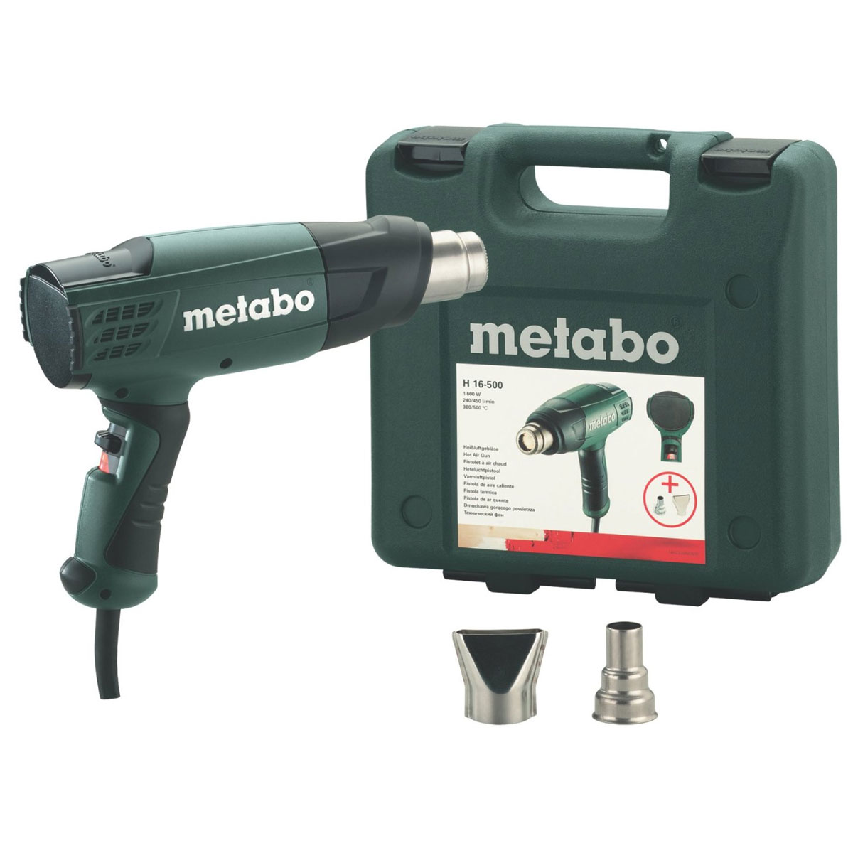 Увеличенная фотография Термопистолет Metabo H16-500 (кейс, 2 насадки)